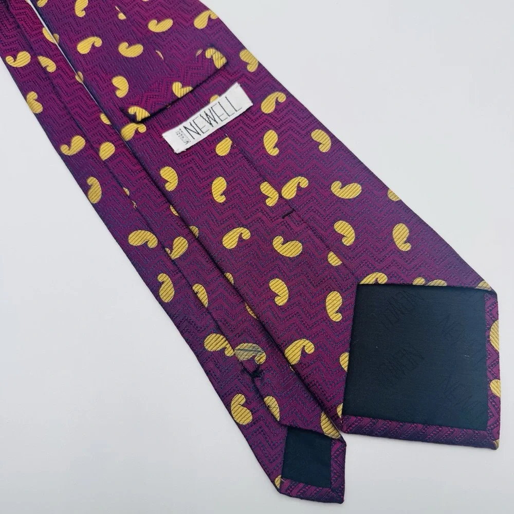 Michael Newell Silk Tie Men Lot of 2 Maroon Paisley Navy Diamond 59x4 Handmade